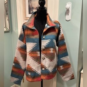 Blue B Collection. Loose-fit, Desert Motif Jacket. Beautiful colors. Sz Large.